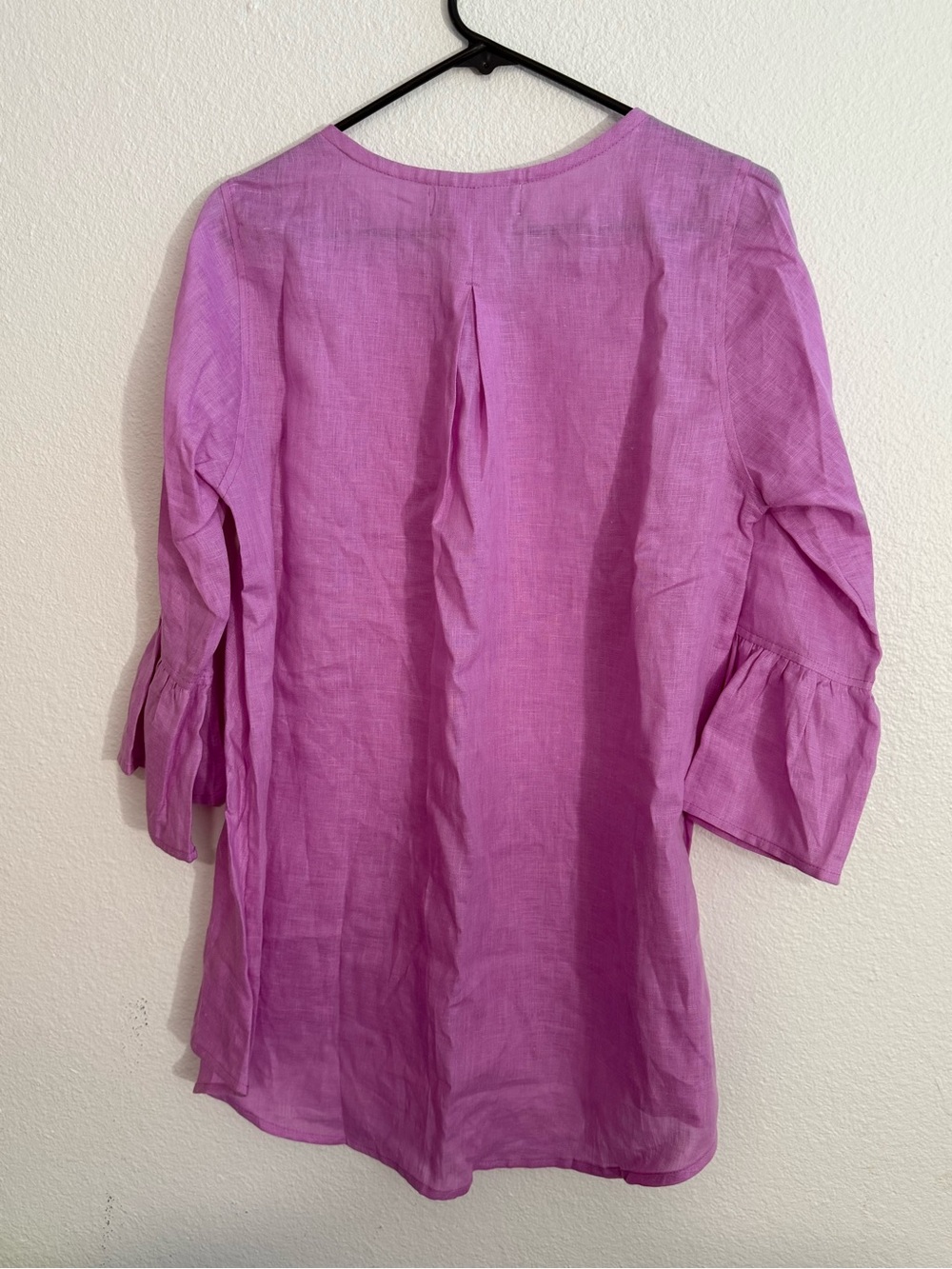 Crown linen designs women size s Lilac Ruffle-Sleeve Linen-Blend Blouse - Picture 7 of 8
